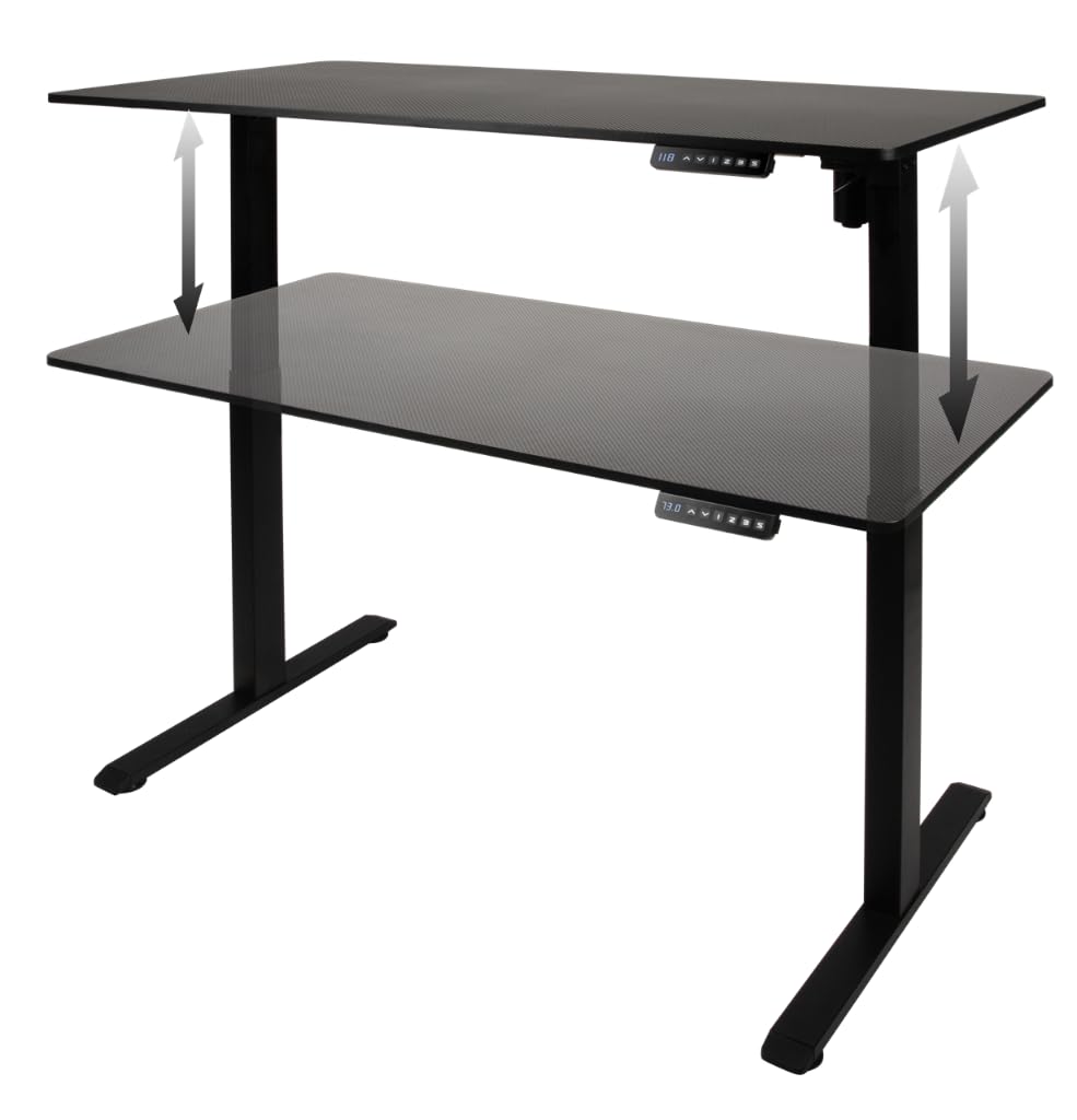 Konix Escritorio Gaming Elevate Ajustable de pie o Sentado 120 x 60 x 73-118 cm en Forma de T - 3 Alturas Ajustables - Estructura metálica - Negro