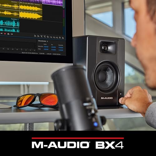 M-AUDIO BX4 Par 4.5" 120W Monitores de Estudio, Altavoces Autoamplificados para PC para videojuegos, producción musical, transmisiones en directo, podcast