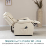 ZZ DON DESCANSO - Sillón Relax Eléctrico Levanta Personas Trevi Crema, Reclinación 160º, 10 Programas, Temporizador, Calor Lumbar, Sist. Masaje 4 Zonas, Acabado PU, Incluye Mando