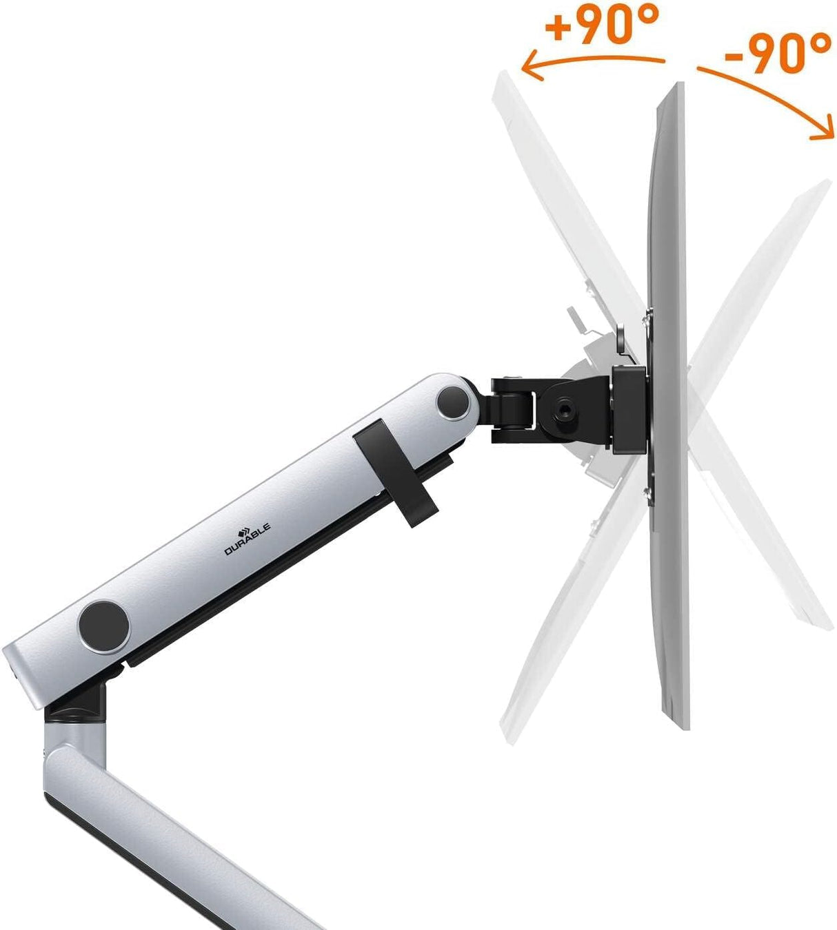 Durable Soporte de monitor Select Plus para 1 monitor, brazo giratorio 90 grados, inclinable, regulable en altura, para pantallas VESA de hasta 32 pulgadas y 8 kg, plateado, 509623