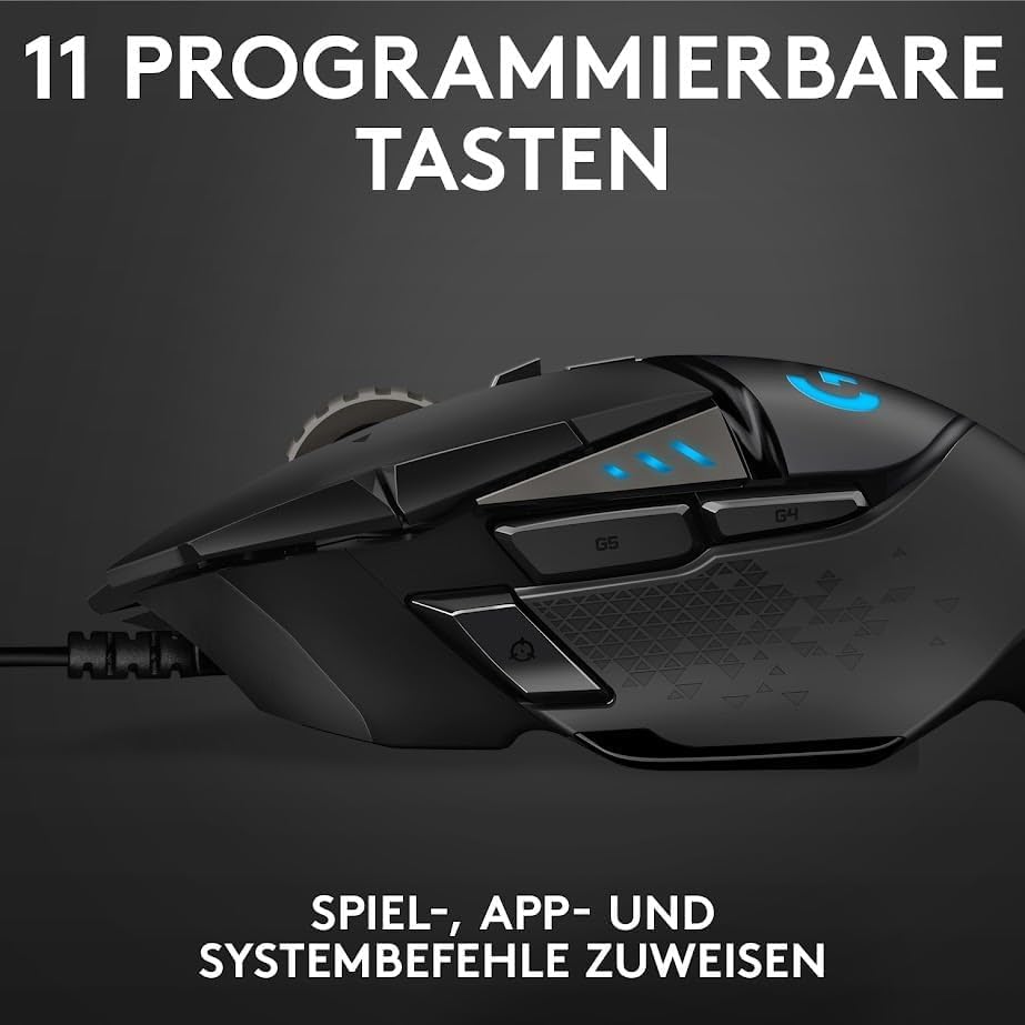 Logitech G 502 Hero - Ratón para Videojuegos de Alto Rendimiento, Sensor óptico Hero 25600 dpi + Teclado Logitech G213 Prodigy para Gaming, diseño alemán QWERTZ, Color Negro