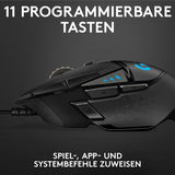 Logitech G 502 Hero - Ratón para Videojuegos de Alto Rendimiento, Sensor óptico Hero 25600 dpi + Teclado Logitech G213 Prodigy para Gaming, diseño alemán QWERTZ, Color Negro