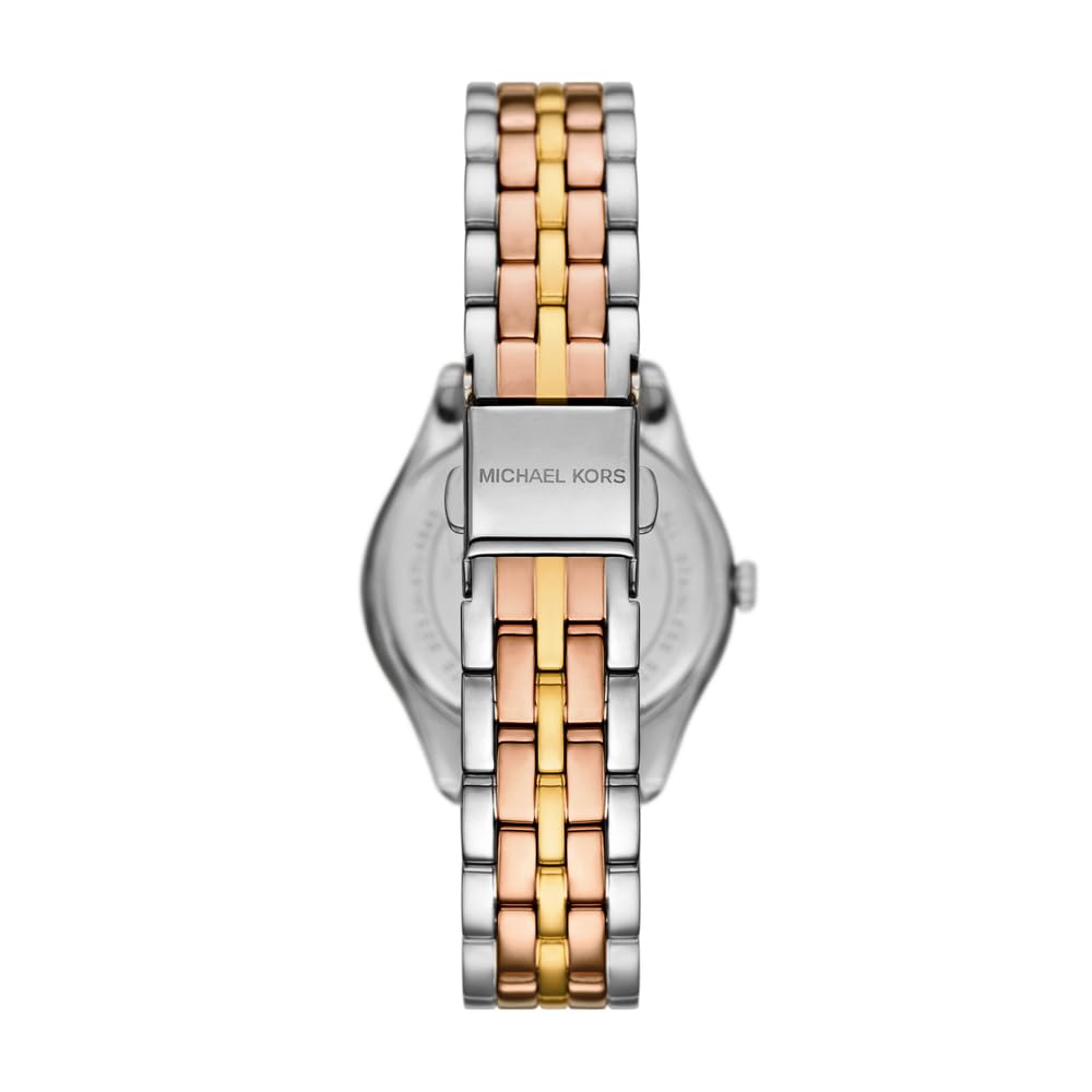 Michael Kors Reloj Harlowe para Mujer, Movimiento de Cuarzo a Tres Agujas con Correa de Acero Inoxidable o Piel, 33 mm, Tono Dorado y Tono Plateado