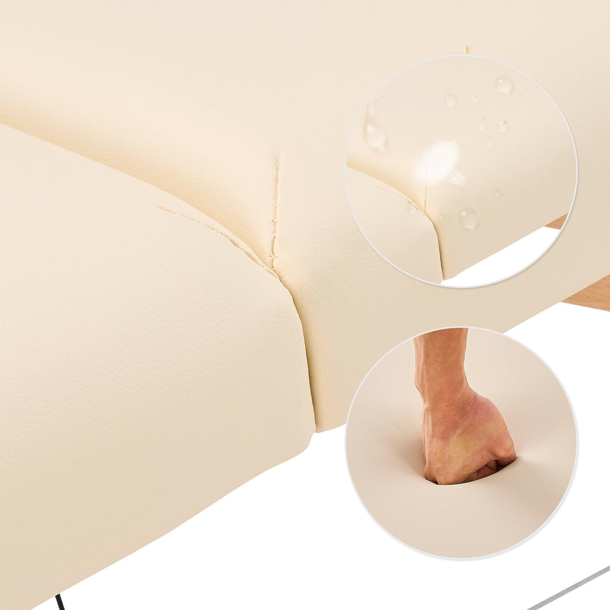 YOUNIKE Camilla de Masaje Plegable Portátil Profesionales Estetica 2 Zonas Fisioterapia Camilla Tatuaje Massage Table Camilla para Pestañas Ajustable Altura y Reposabrazos Extraíbles Beige