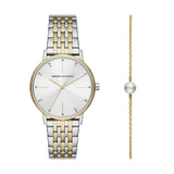 Armani Exchange Orologio da donna, Movimento al quarzo a tre lancette e cassa da 36 mm con cinturino in acciaio inossidabile, Conjunto tono plata y tono oro