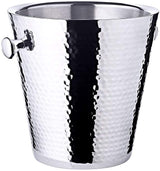 EDZARD Champanera/refrigerador de botellas Valencia, con soporte, acero inoxidable muy pulido, de doble pared, exterior martillado, altura total 83 cm, altura de refrigador 23 cm, diámetro 22 cm