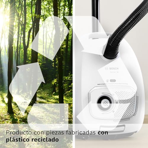 Bosch - Aspirador con Bolsa, Serie 4, Volumen XL de Bolsa de Polvo, Boquilla para Ranuras y tapicería, Blanco, BGB41WH1
