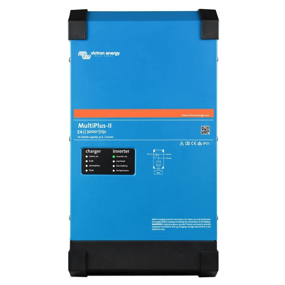 Victron Energy MultiPlus-II Cargador inversor de Onda sinusoidal Pura para batería de 70 amperios, 120 V, 3000 VA 24 voltios