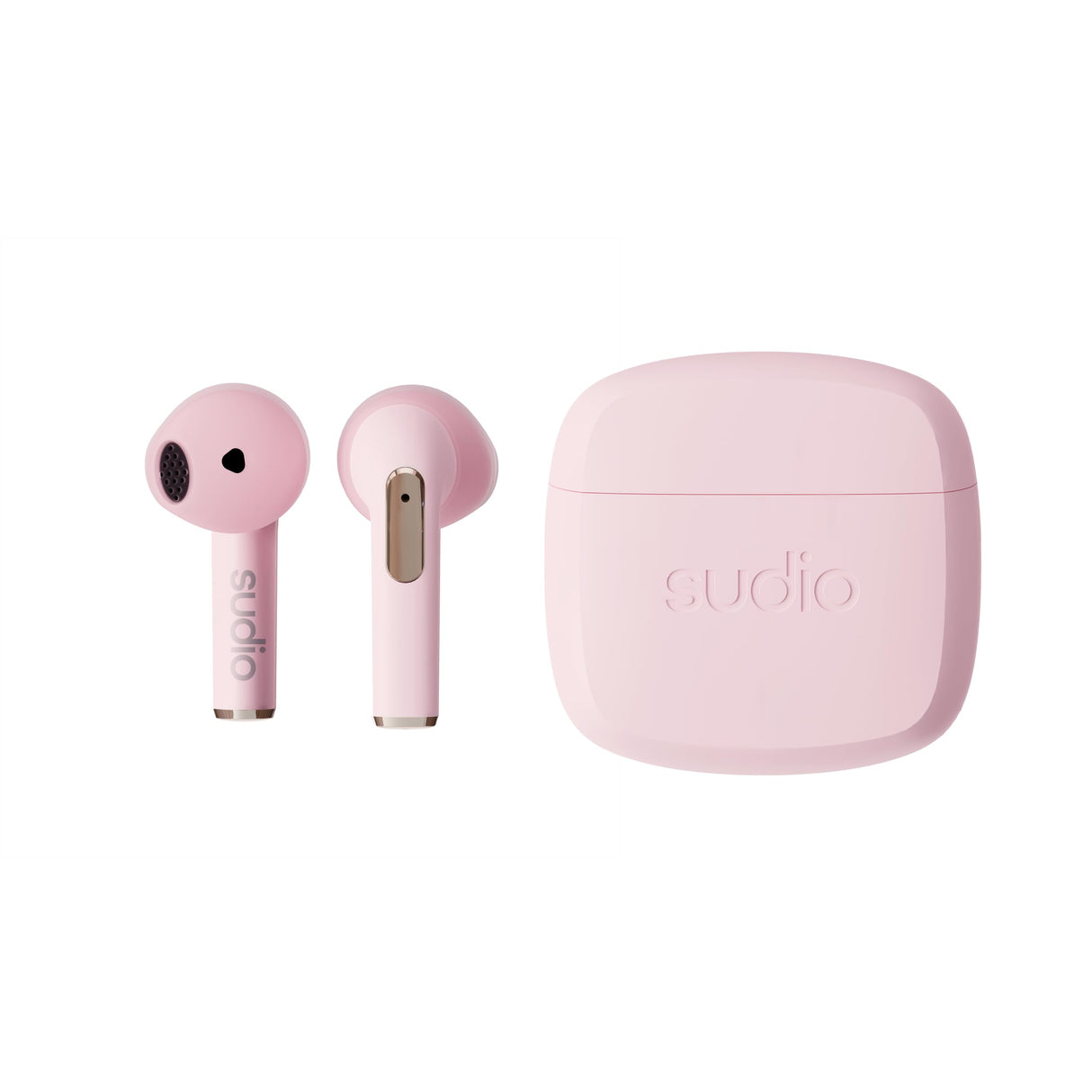 Sudio N2 Rose Powder - Auriculares Abiertos Inalámbricos Bluetooth Multipoint, Micrófono Integrado para Llamadas, Autonomía de 30 Horas con Funda de Carga, Impermeable IPX4, USB-C, Carga sin