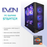 EVEN - PC Gaming Starter Ryzen 5 5600G | 16GB DDR4 RAM| 500GB NVME SSD|5X Ventiladores | Sin Sistema Operativo
