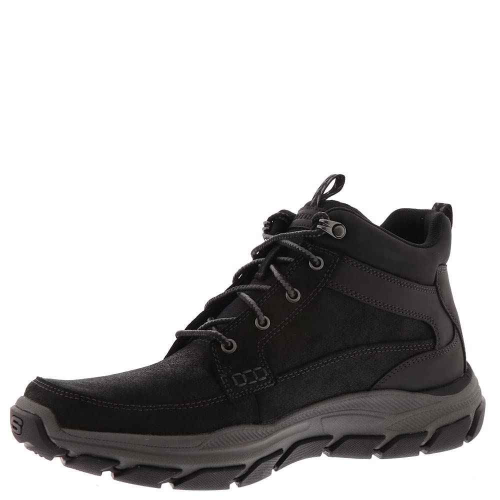 Skechers Respected Boswell, Botas Hombre, Black Leather W/ Synthetic, 45 EU
