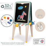 Smoby – Cuadro grande – Caras de tiza y magnética – Bandejas desmontables – 13 accesorios – Material reciclado – Fabricación francesa