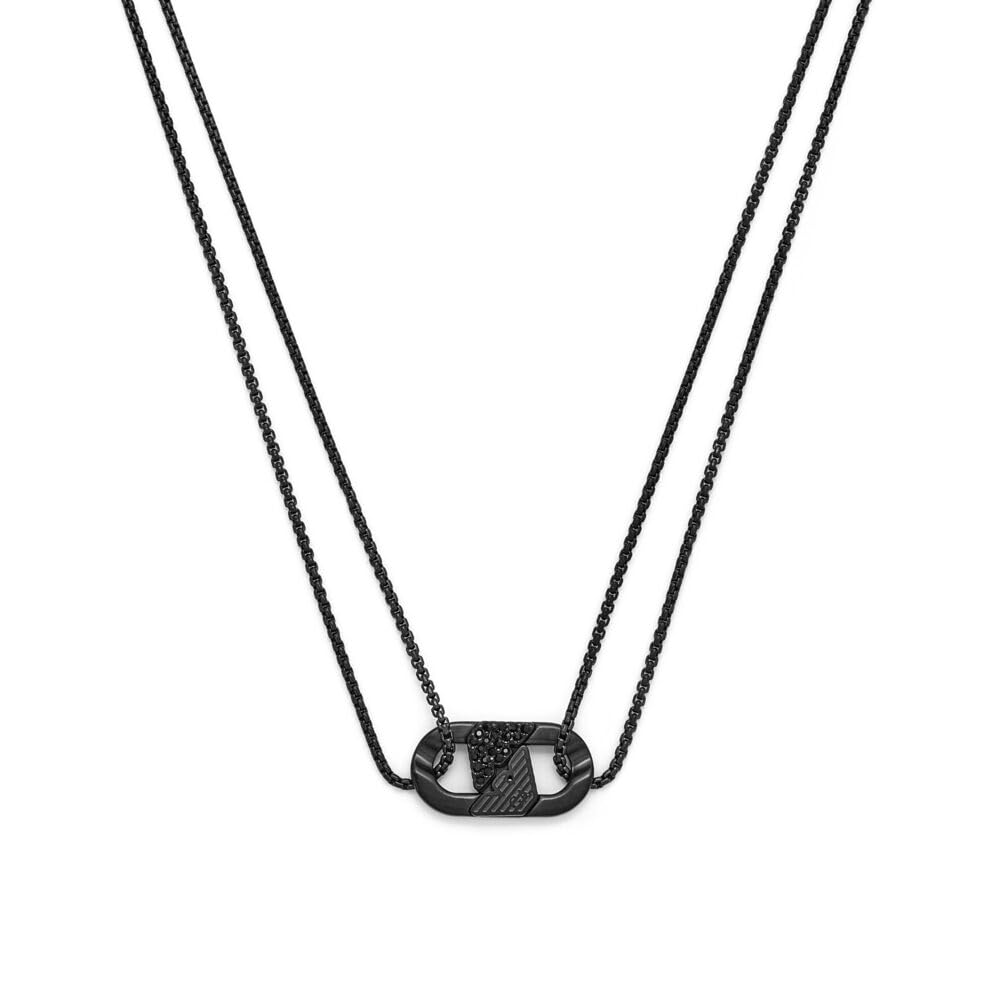EMPORIO ARMANI Collar colgante para hombre en acero inoxidable con cierre de langosta, Gris Plata