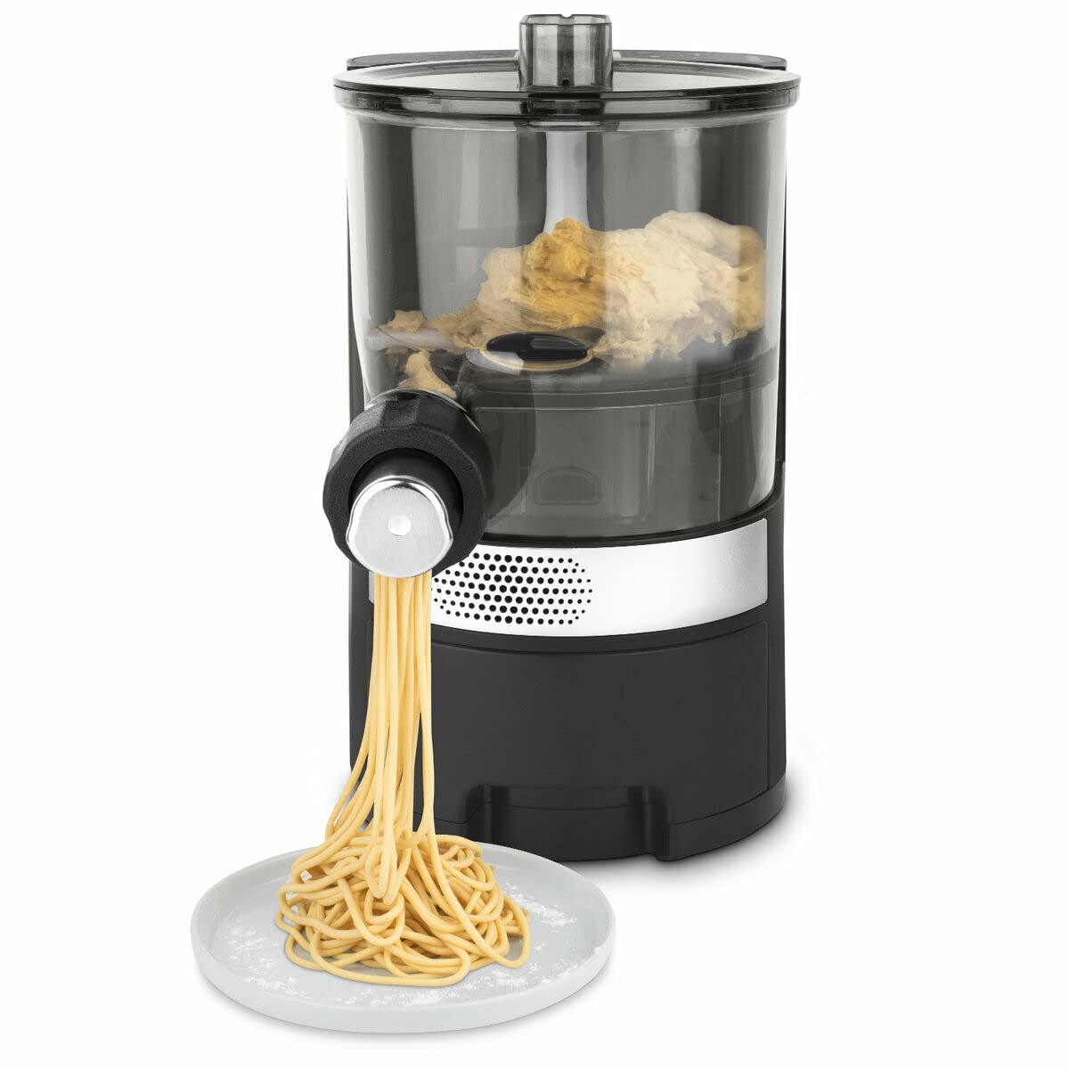 H.Koenig Pasta Maker HOMY90, 600g pasta, 375ml agua, 6 programas automáticos sin gluten, 7 moldes para pasta, balanza integrada, 220W