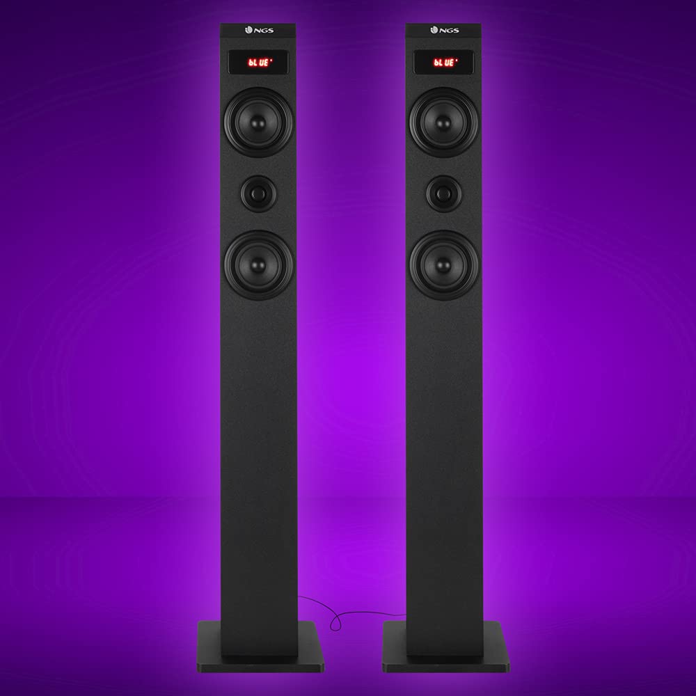 NGS Sky Charm 2.1- Torre de Sonido Bluetooth 80W con Entrada Óptica, USB, Radio FM y AUX IN