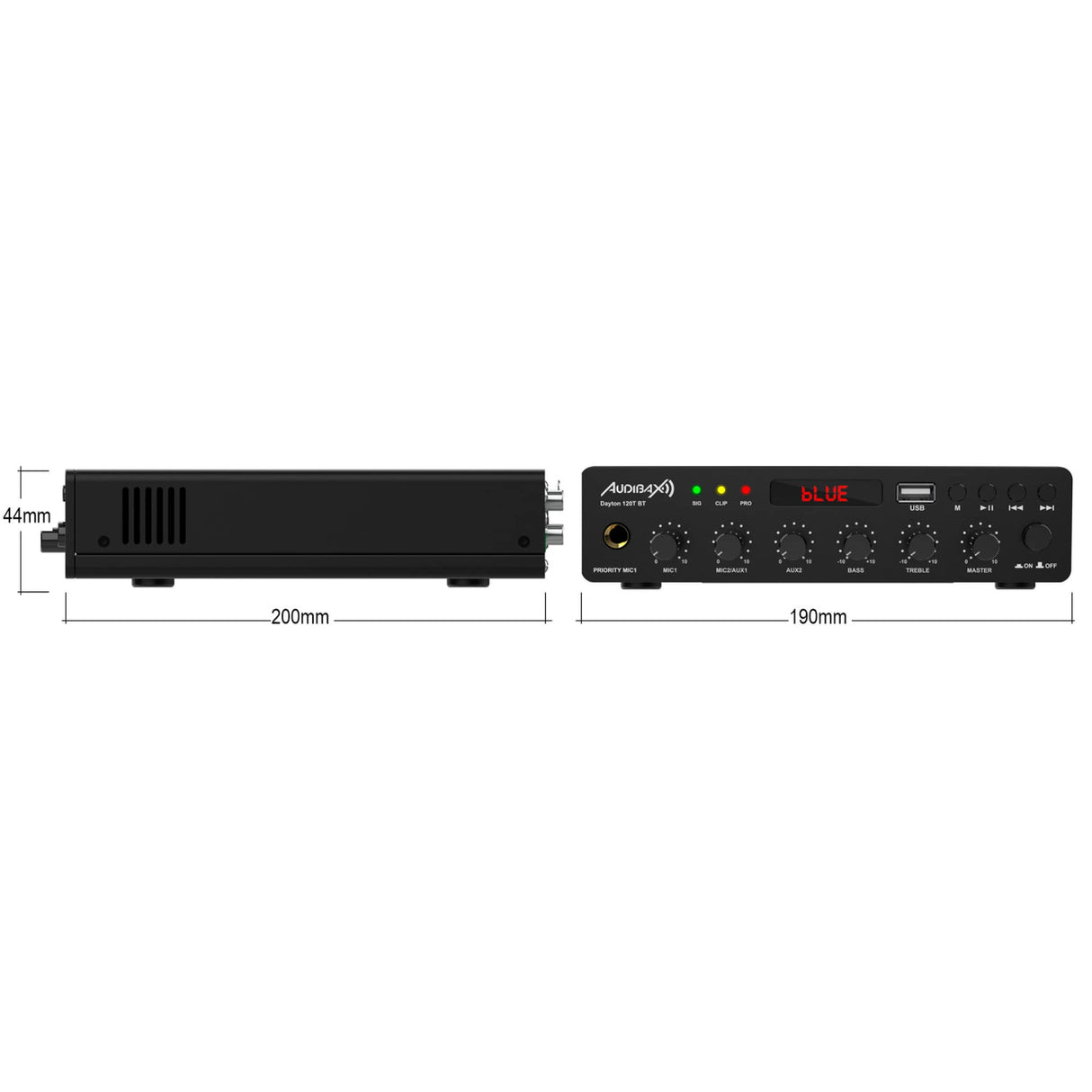 Audibax Dayton 120T BT Amplificador Línea 100V 120W con USB y Bluetooth
