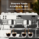 Cecotec Cafetera Express Barista Baristeo Mattina 2X. 4200W, Bomba Rotatoria 9 Bares, Caldera Triple, Pantalla Pid, Caudalímetro, Doble Manómetro, 4200W, Extracción Crema, Diseño Profesional