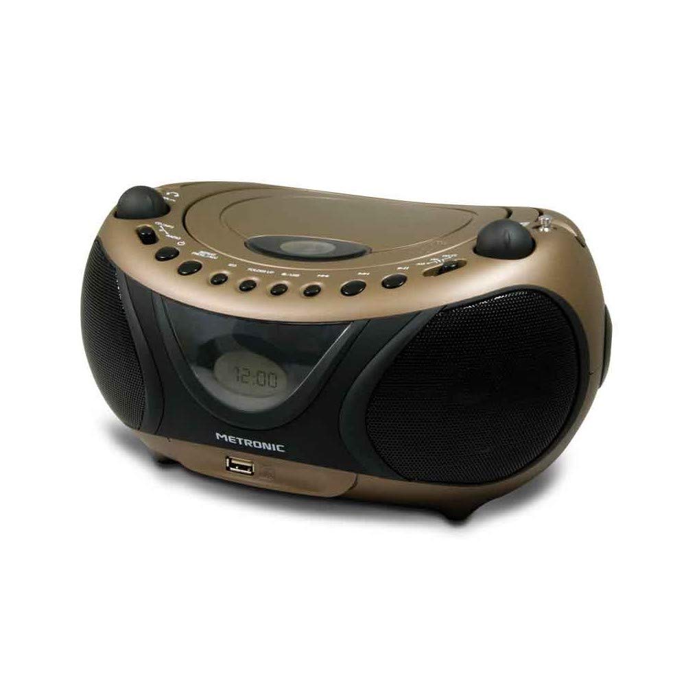 Metronic 477106 - Radio con CD y MP3 (2 W, Entrada USB), Color Negro y Cobre (Importado)