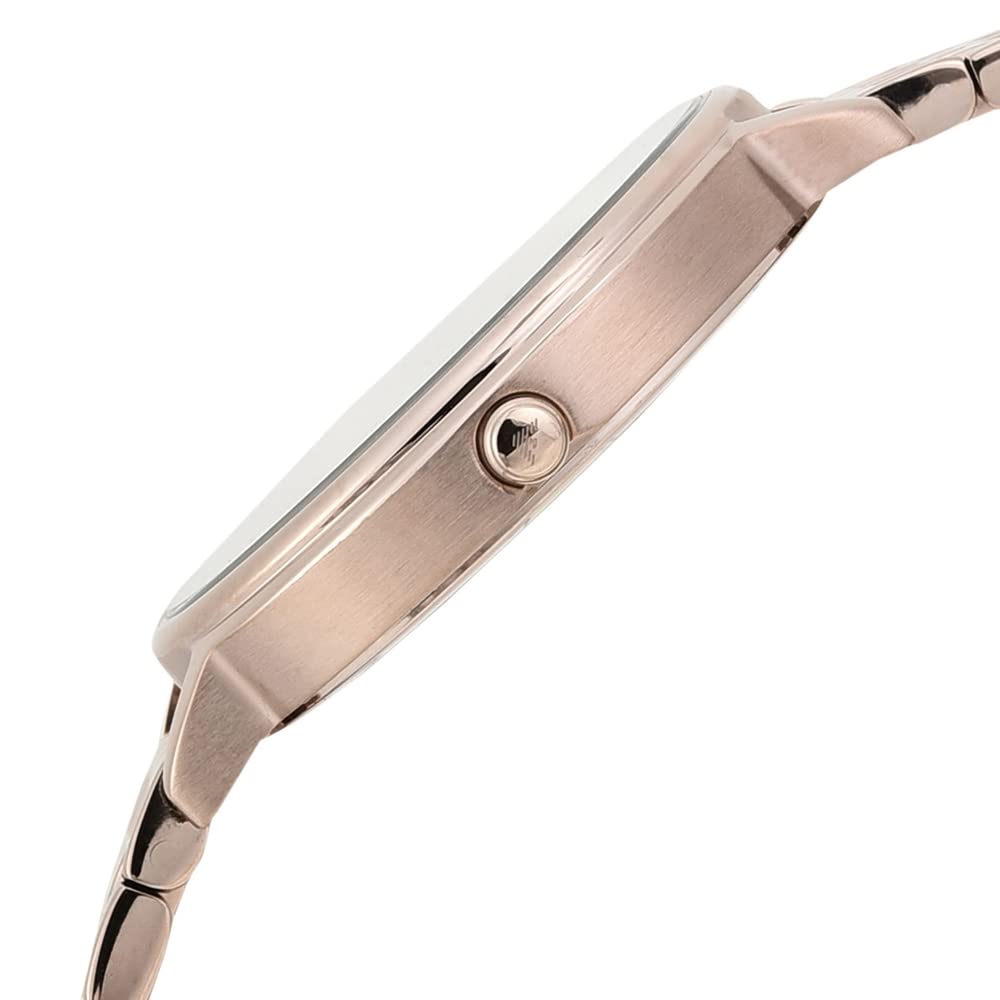 Emporio Armani Reloj de señora, movimiento de dos manecillas, caja de acero rosa de 32 mm con correa de acero, AR11062, Tono dorado claro