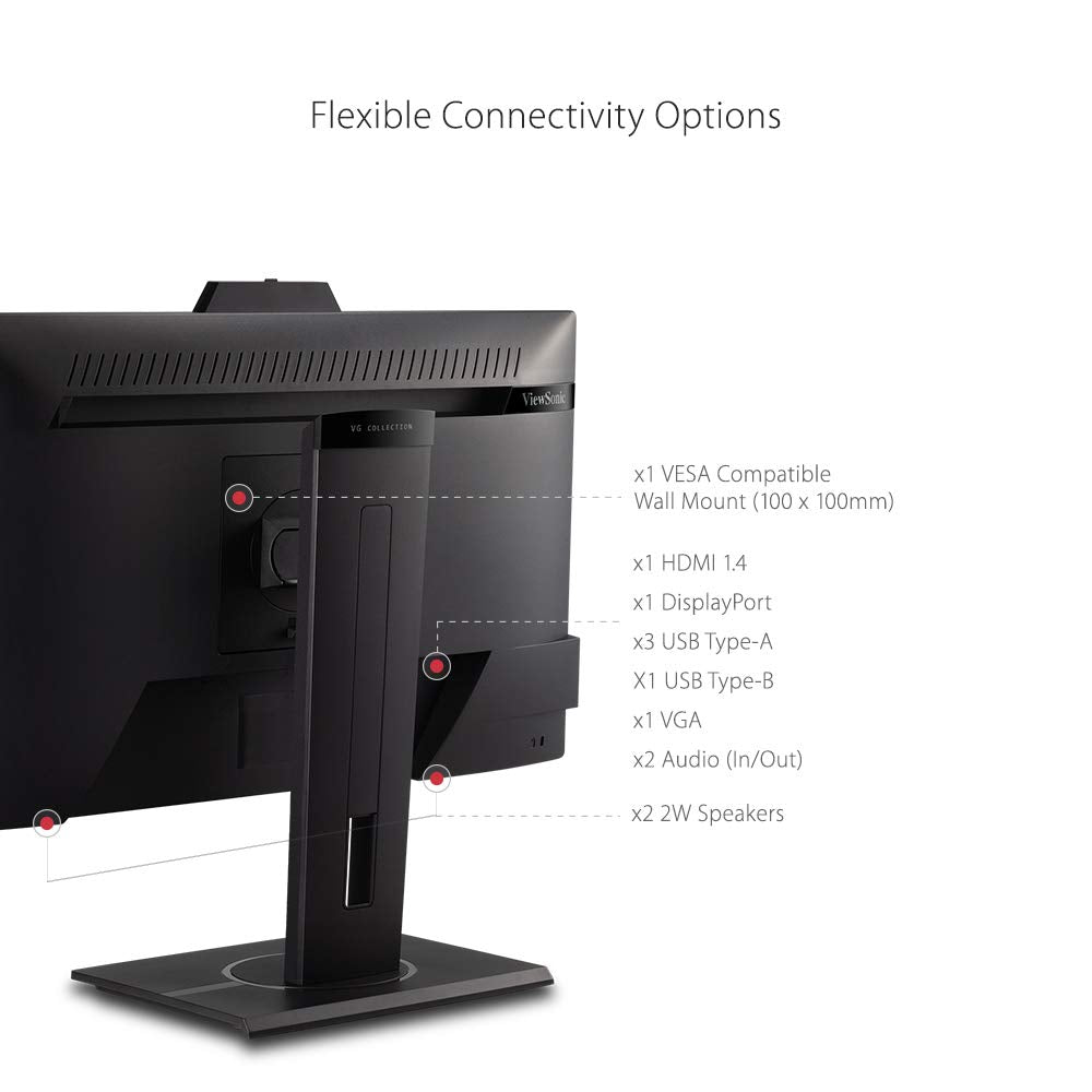 MONITOR VIEWSONIC VG2440V 23,8" IPS FHD VGA DVI HDMI DP USB MM AJUSTABLE WEBCAM