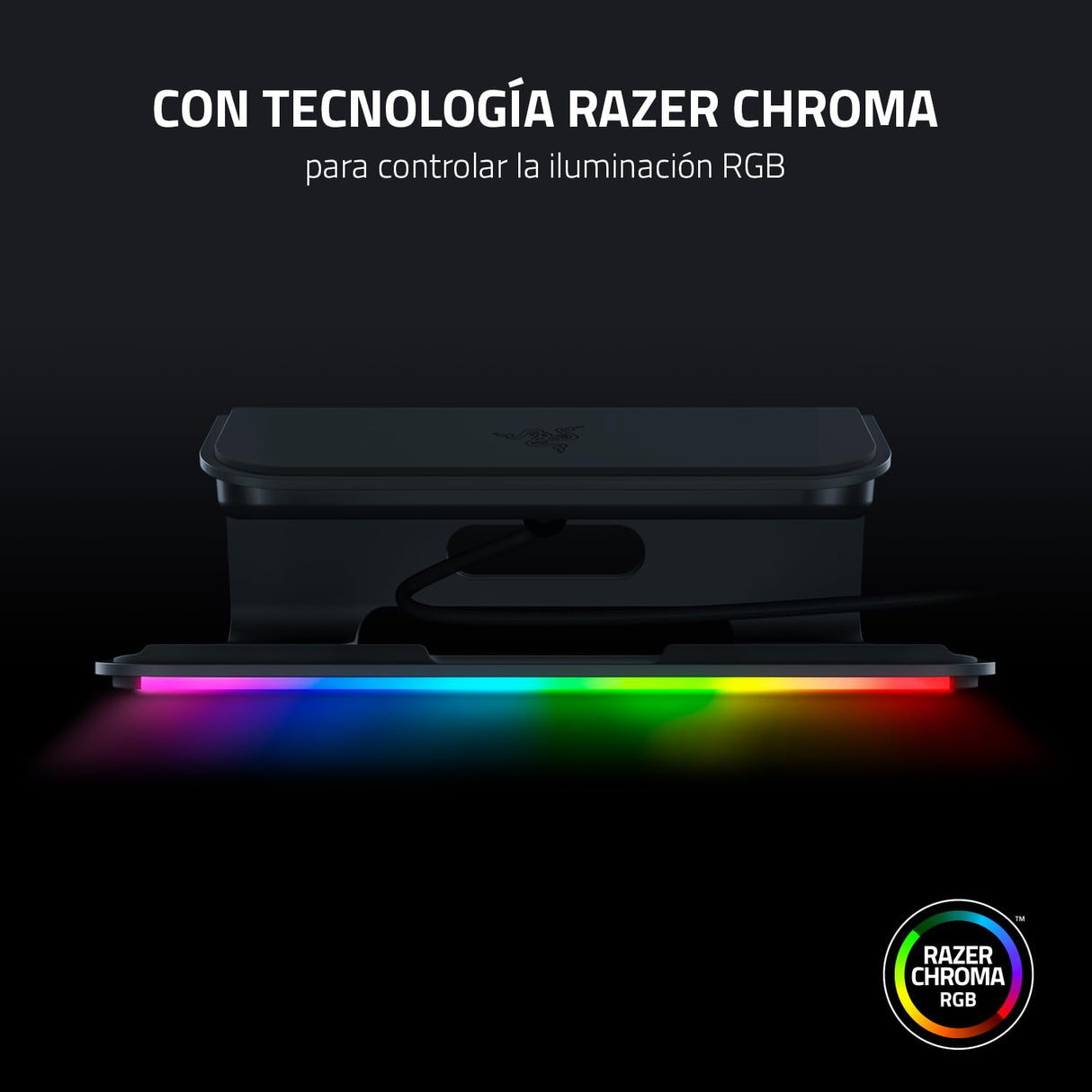 Razer Laptop Stand Chroma V2 - Soporte para Ordenador portátil con iluminación RGB Chroma (Hub USB 3.0 con 3 Puertos, ángulo de inclinación de 18 Grados, Aluminio y diseño ergonómico)