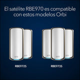 Netgear Orbi Satélite Mesh Adicional WiFi 7 Serie 970 Quad-Band RBE970 | Funciona con Orbi RBE972S y RBE973S |amplía la Cobertura up to 300 m2s |BE27000 802.11be (hasta 27Gbps)