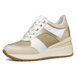 Geox D ZOSMA A, Zapatillas Mujer, White/Lt Gold, 38 EU