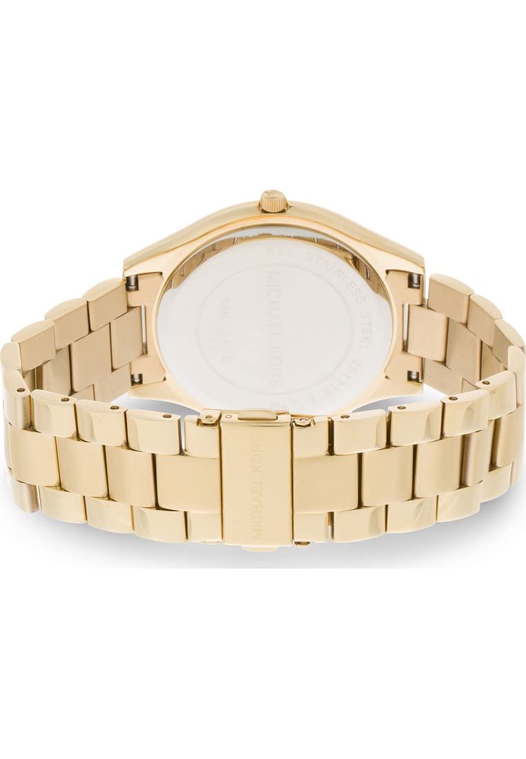 Michael Kors - Slim Runway Three Hand con Correa de Acero Inoxidable en Tono Dorado para Mujer MK3179