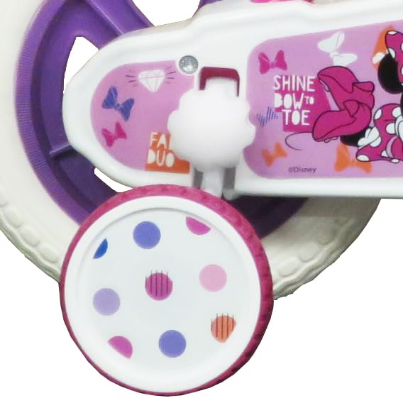Bicicleta de 10 Pulgadas para niño, niña, Minnie/Disney con 1 Freno Delantero calibrador, Cesta Delantera, Guardabarros, cárter, Ruedas y 2 estabilizadores extraíbles, Rosa
