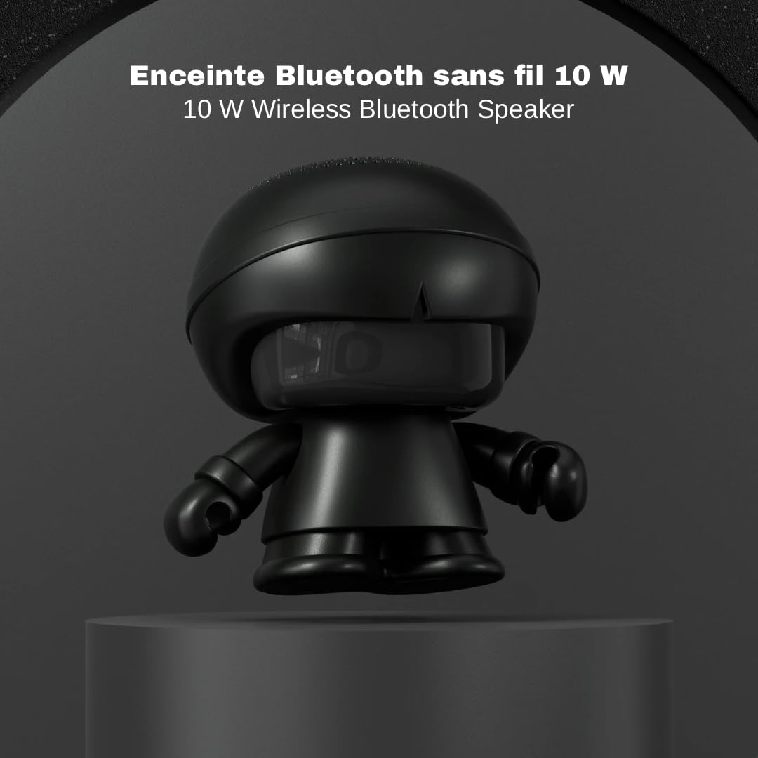 Xoopar Altavoz Bluetooth Portátil de Plástico Reciclado- Xboy-R Negro. Altavoz Portátil con Luz LED - Potente Sonido 360° - Función NFC.