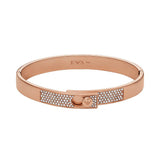 Emporio Armani Brazalete para mujer de Acero Inoxidable en tono oro rosa con cristales engastados, EGS3089221, Oro Rosa Brillante