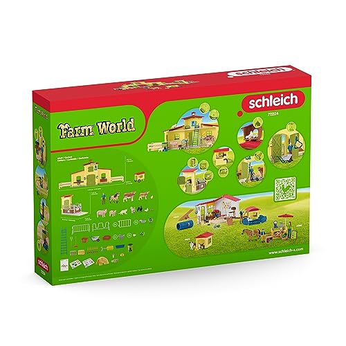 Schleich 72224 Establo con gallinero y Box para Ponis, a Partir de 3 años, Farm World - playset, 86 x 13 x 33 cm
