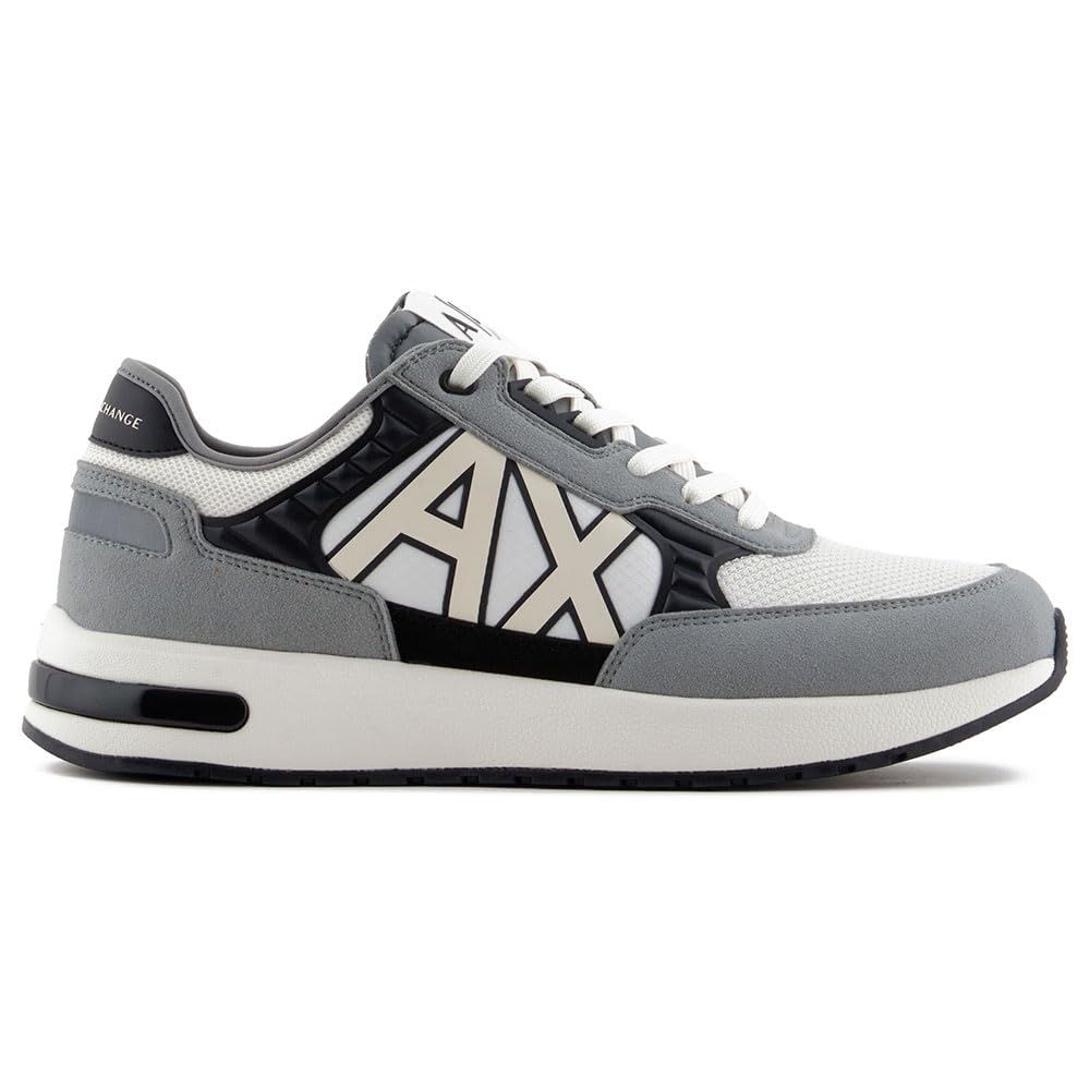 Armani Exchange - Dusseldorf Embossed Geometric Motifs, Zapatillas Hombre, N.Grey+BLK+Off White,