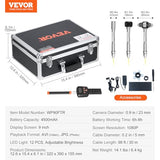 VEVOR Cámara de Alcantarillado con Localizador 512 Hz, 30 m, Cámara de Inspección de Drenaje con Nivelación Automática, Zoom 36X, 12 LED, Tarjeta 32 GB, para Tuberías de Conductos, 320 x 390 x 155 mm