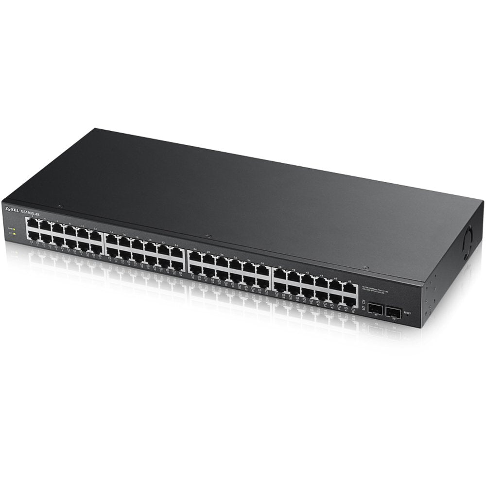 Zyxel Switch Gigabit de 48 Puertos | Gestión Inteligente | Montaje en Rack con 2 Puertos SFO | VLAN, IGMP, QoS | Garantía de por Vida [GS1900-48]