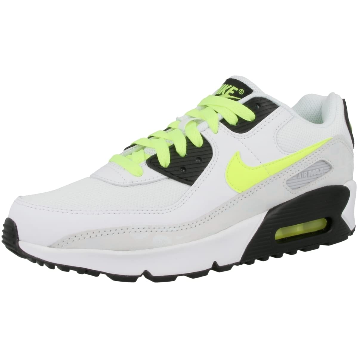 NIKE CD6864-112 Air MAX 90 LTR (GS) Hombre White/Volt-Black-Pure Platinum EU 36.5