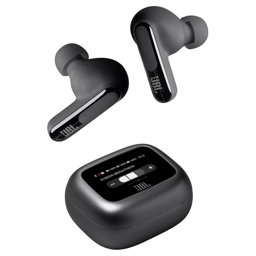 JBL Live Beam 3 Auriculares inalambricos de botón con almohadillas,True Wireless con cancelación de ruido adaptable, hasta 48 horas de reproducción, Bluetooth, audio de alta resolución, negro