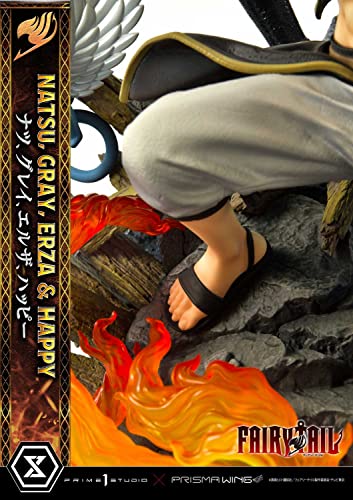 Prime 1 Studio Fairy Tail - Figura Decorativa de Natsu, Gris, Erza, Happy - Figura de Estatua de Lujo, versión 1/7, 57 cm