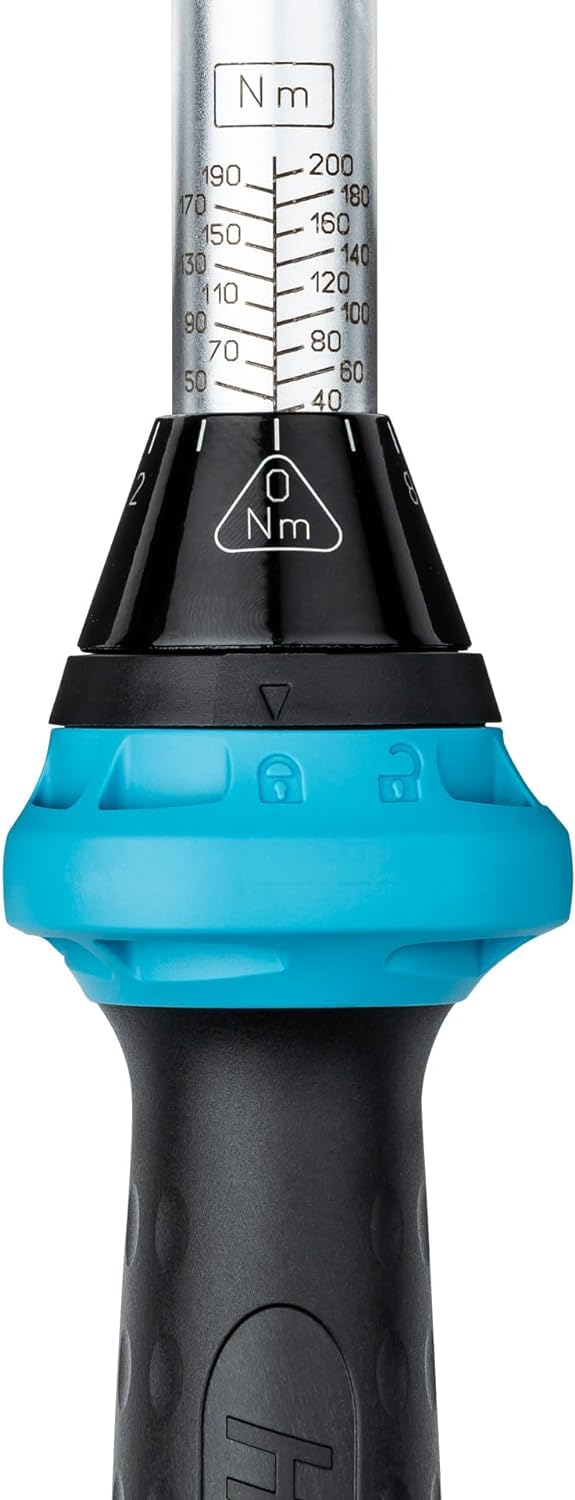 Juego de llaves dinamométricas HAZET 5122-2CT/5 con carraca reversible 12,5 mm (1/2") 40-200 mm - ideal para apretar con precisión tuercas y tornillos de ruedas - para hobby, taller e industria