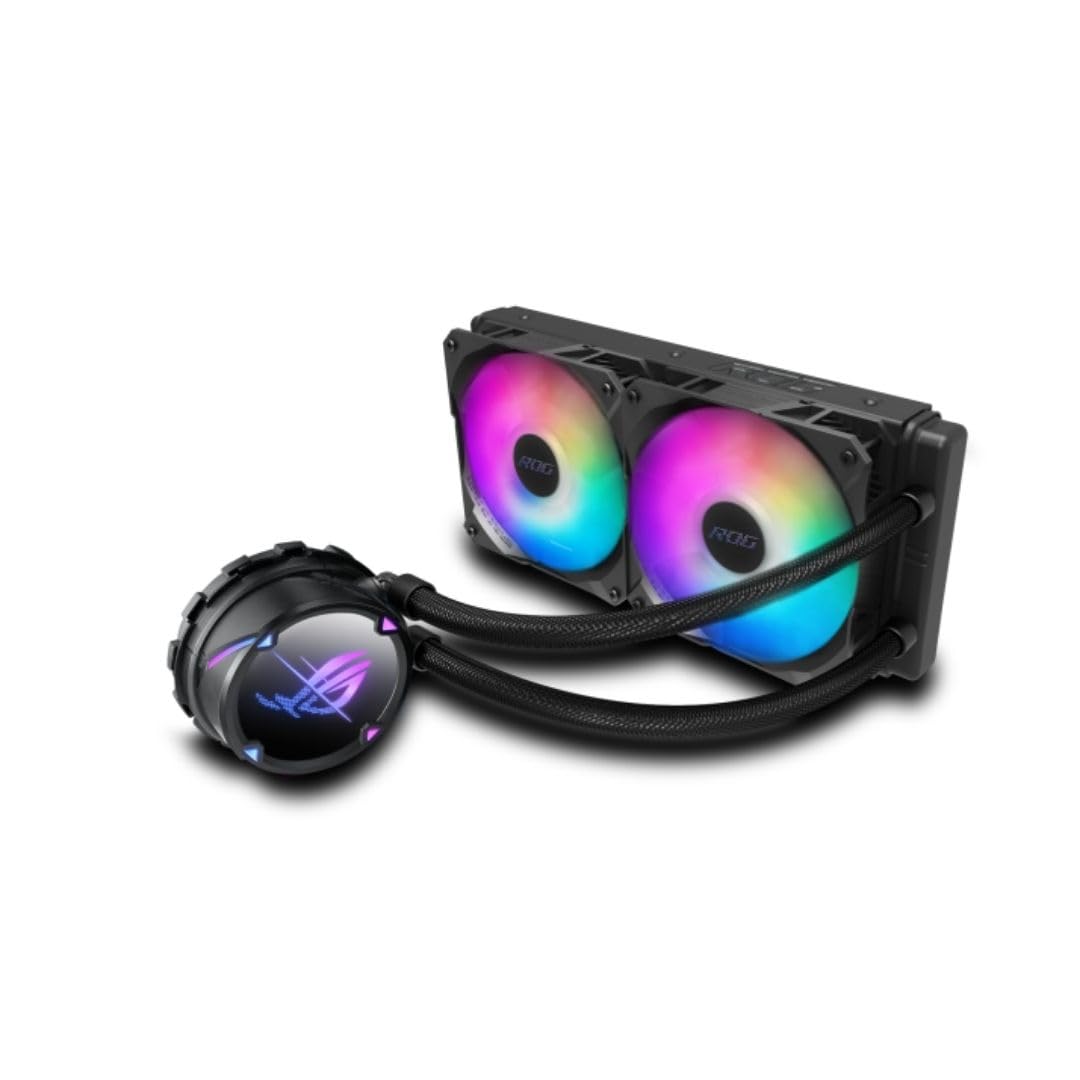 ROG Strix LC 240 ARGB - Sistema de refrigeración líquida todo en uno con Aura Sync, soporte Intel LGA 1150/1151/1155/1156/1200/2066 y AMD AM4/TR4 con dos ventiladores RGB direccionables ROG de 120 mm