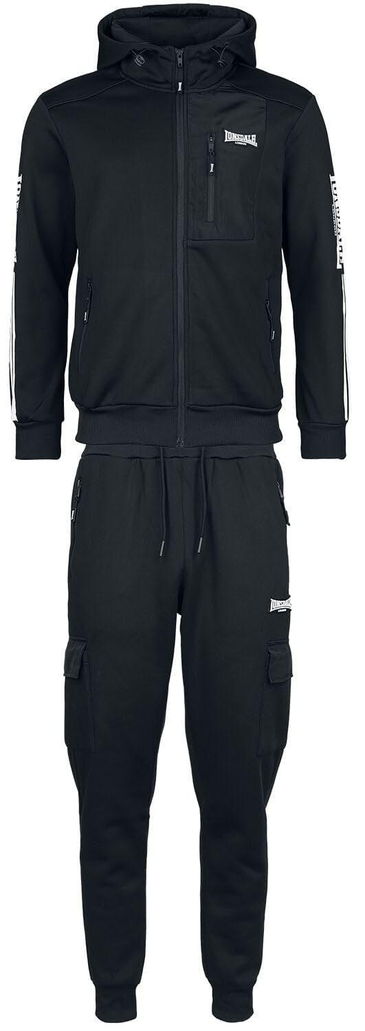 Lonsdale London Bulough Hombre chándal Negro M 95% Polyester,5% Elastán