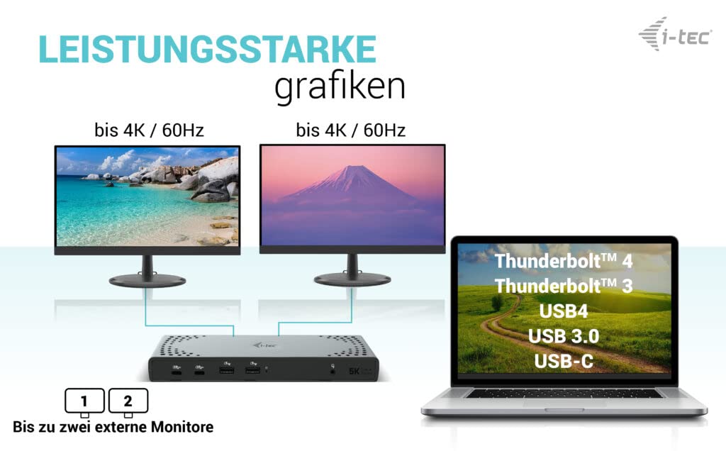 I-Tec Docking - Estación USB -A/-C TB Dual Dock Dual Display Dock PD 100W