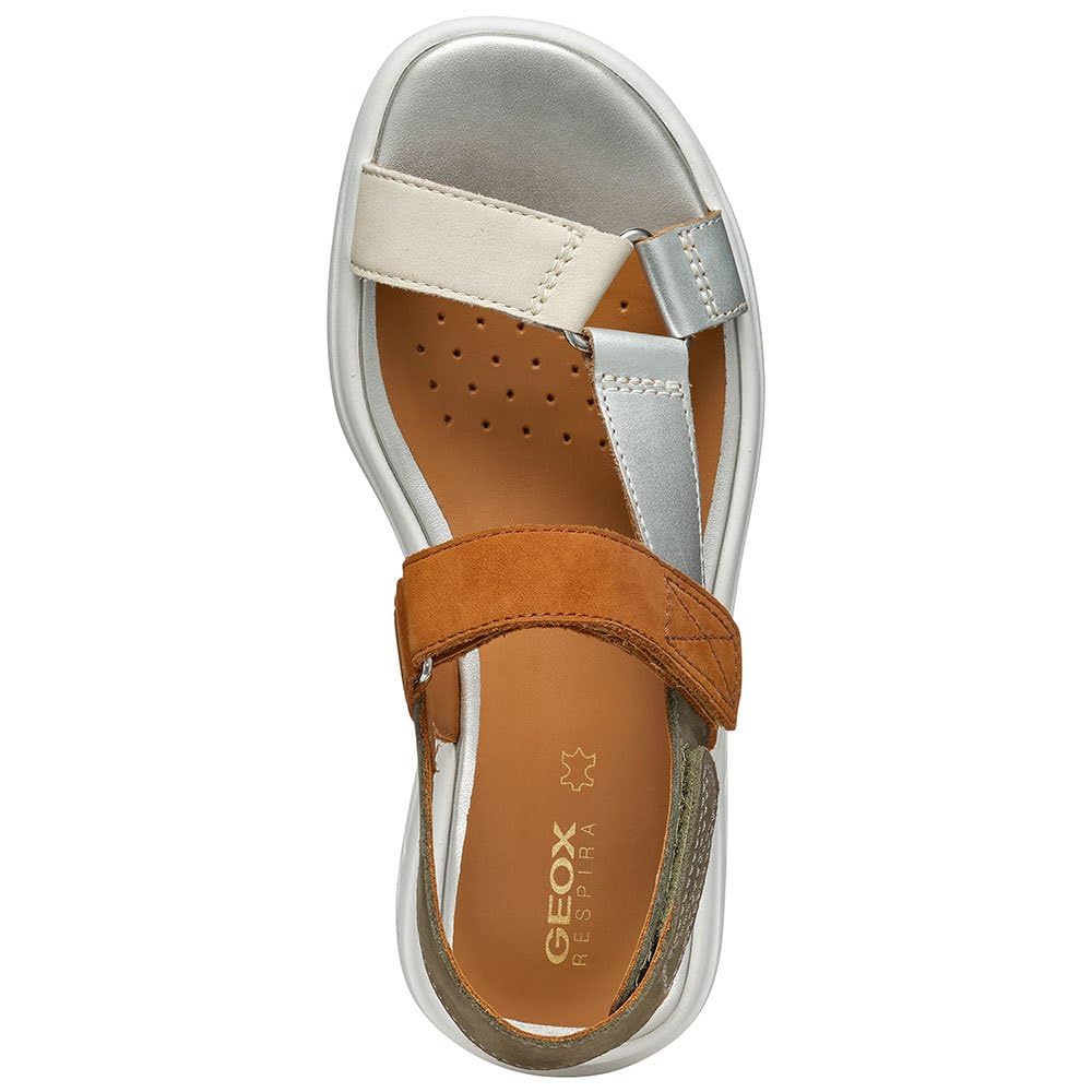 Geox D Spherica Ec5w A, Sandalias Deportivas, Cognac Silver, 41 EU