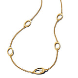 Pandora Essence 363883C01-45 - Collar de plata de ley chapada en oro de 14 quilates, tamaño 45 cm, ovalada y tratada, 45cm, Plata esterlina, Perla