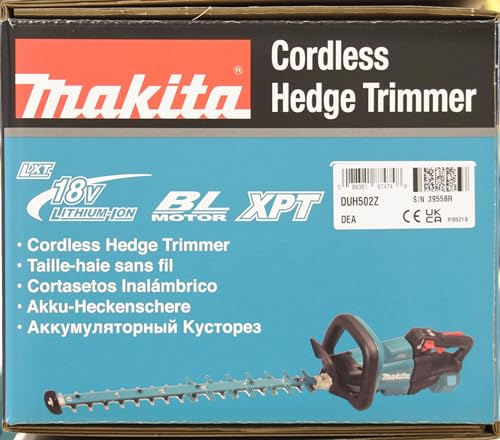 Makita DUH502Z - Cortasetos sin escobillas (18 V, Li-Ion LXT, 50 cm, baterías y cargador no incluidos)