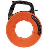 KLEIN TOOLS 56383 Cinta de pescado, extractor de alambre de fibra de vidrio multiranura con punta de nailon, carcasa y mango optimizados, 100 pies, naranja/negro
