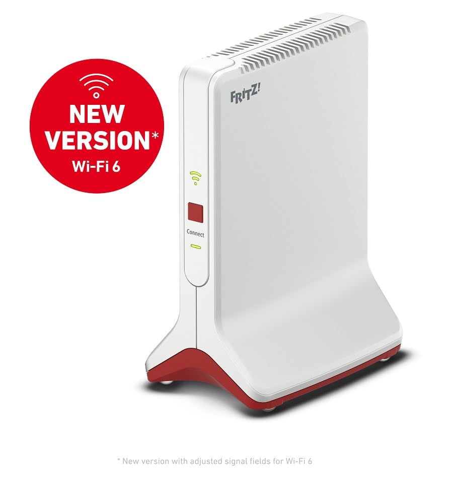 Fritz!Repeater 6000 International - Repetidor/Extensor Wi-Fi 6, Tribanda: (2 x 2.400 Mbps/5 GHz y 1.200Mbps/2,4 GHz), Mesh, Punto de Acceso WiFi, 2 Puertos LAN Gigabit, Interfaz en Español