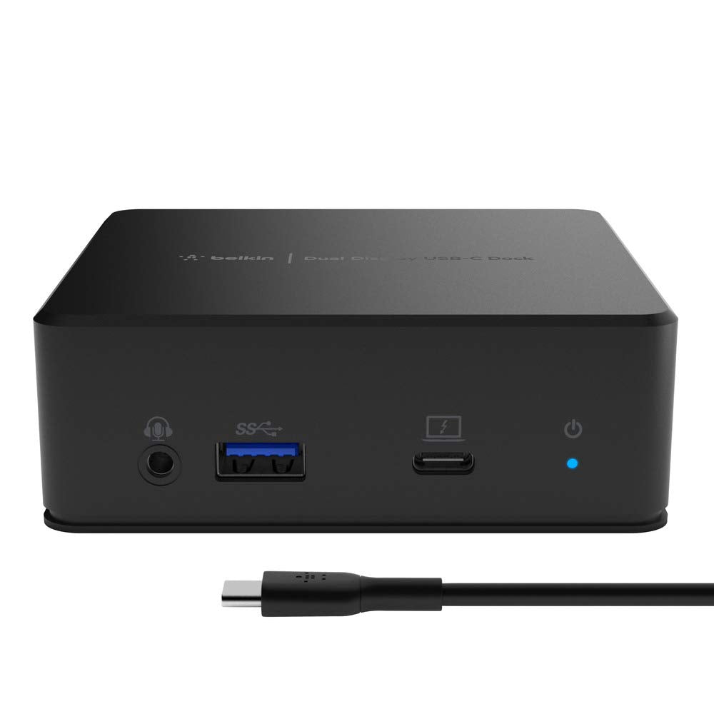 Belkin estación de acoplamiento USB-C para dos monitores(PD 85 W, HDMI, USB-A 3.1 Gen 1, USB-C, Gigabit Ethernet, adaptador de 135 W, audio), docking station para MacBook, Windows, Chromebook y otros