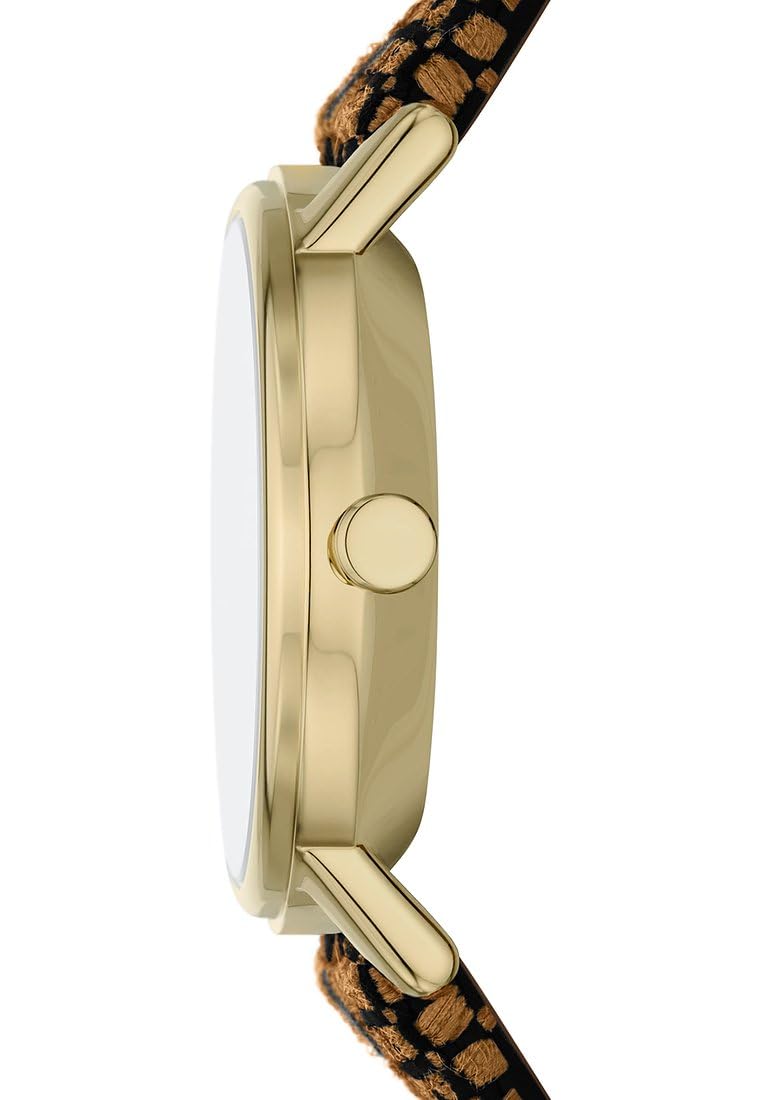 Skagen Kuppel Reloj para Mujer, Movimiento de Cuarzo con Correa de Acero o Piel, Naranja y Dorado, 32MM