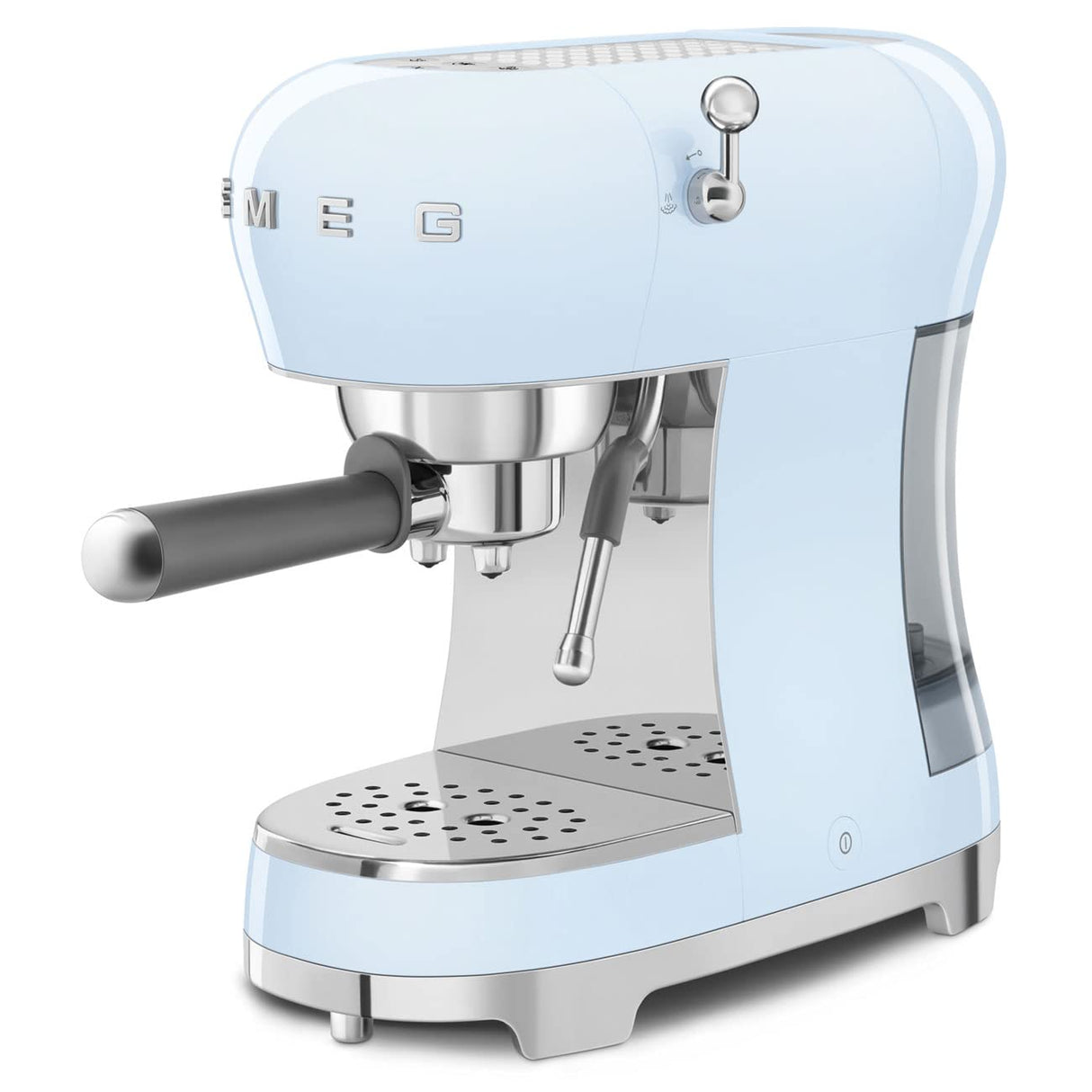 Smeg, ECF02PBEU - Máquina espresso con función de vapor capuchino, bloque térmico, caja grande de taza y doble función café, depósito de agua de 1 l, sistema de fácil uso, 1350 W, azul